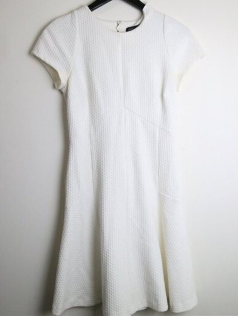 Banana Republic White Textured Fit-and-Flare Midi Dress